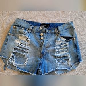 Ripped jean shorts